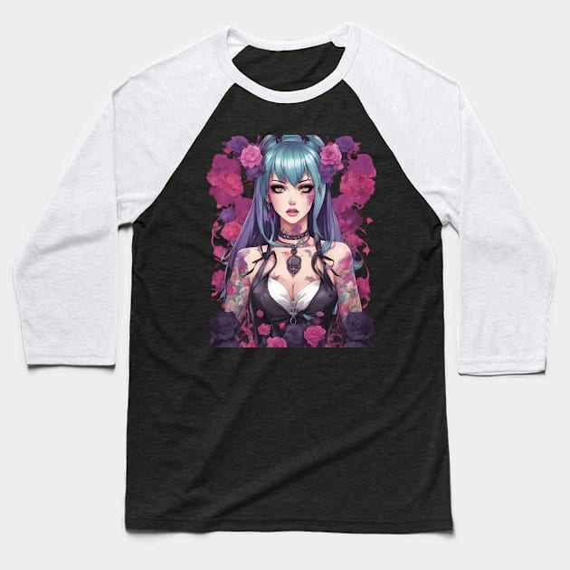 Metalhead Girl Baseball T-Shirt by animegirlnft